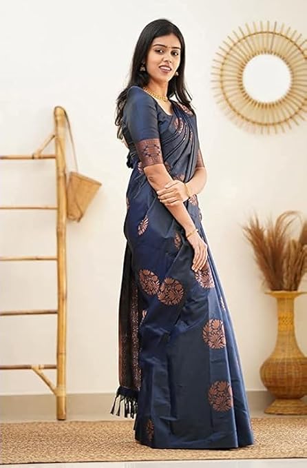 Textile Women's Banarasi Soft Silk Saree With Unstitched Blouse Piece (Free Size)
