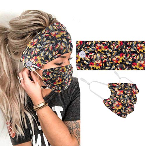 Gortin Boho Headbands Yoga Hair Bands with Mouth Cover Stretch Wide Head Bands Elastic Turban Headband Cloth Head Wraps Fashion Head Band Set Hair Accessories for Women and Girls (Pattern 4)