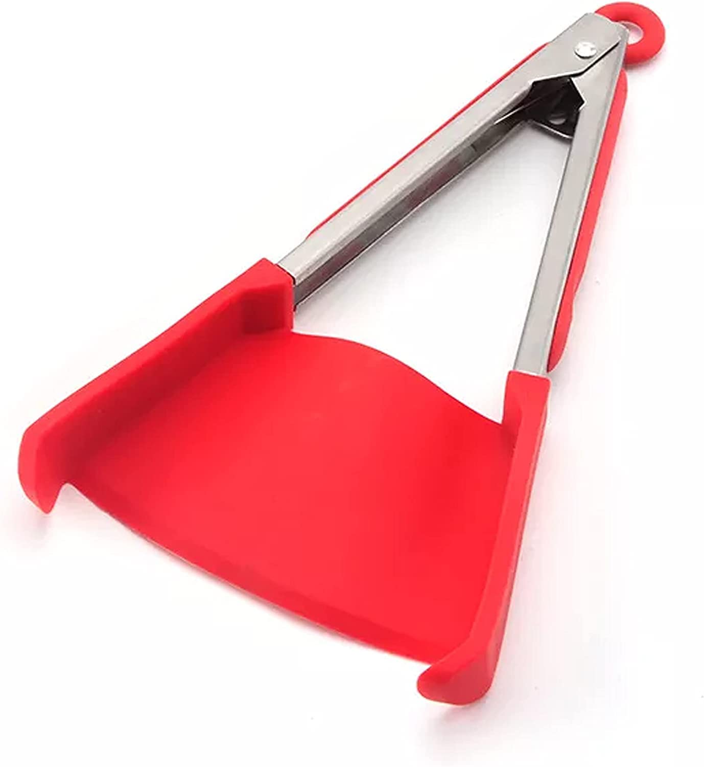 MY DEVELOPMENT Multi-Functional Silicone Spatula & Tongs - Simply Flip | Heat Resistant Silicon BBQ Gadget | Super Grip | Red, 12 Inches