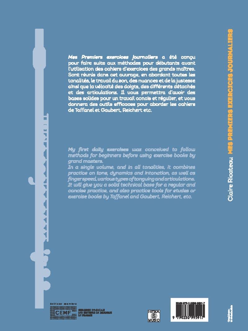 MES PREMIERS EXERCICES JOURNALIERS --- FLUTE TRAVERSIERE - MY FIRST DAILY EXERCISES - EDITION BILING      Sheet music – April 7, 2021