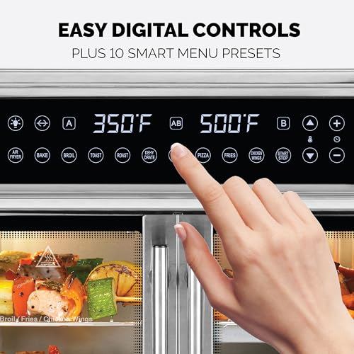 Image of Kalorik Air Fryer Oven MAXX Series 26-Quart Flex Trio with Digital Controls Dual Zone Easy-View Door and 14 Cooking Presets, Converts into Dual 13 Quart Air Fryers, 1700-Watts, Stainless Steel