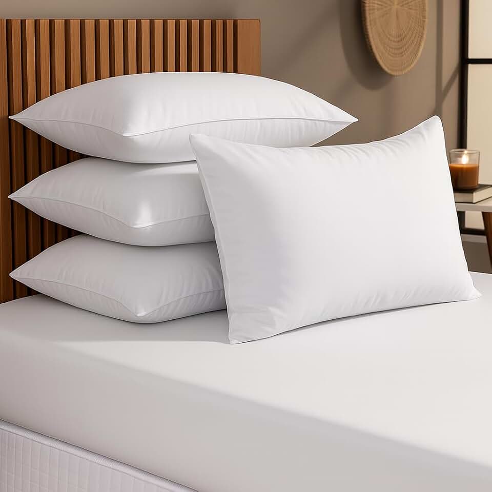 Kit Travesseiro Pluma de Ganso Antialérgico Macio Antiacaro Super Cheio e Confortável (4)