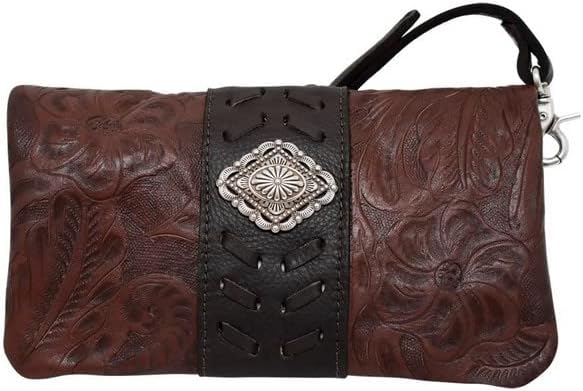 American West Handcrafted Full‑Grain Leather Grab and Go Foldover Crossbody with Built‑In Wallet Organization | Built in Wallet