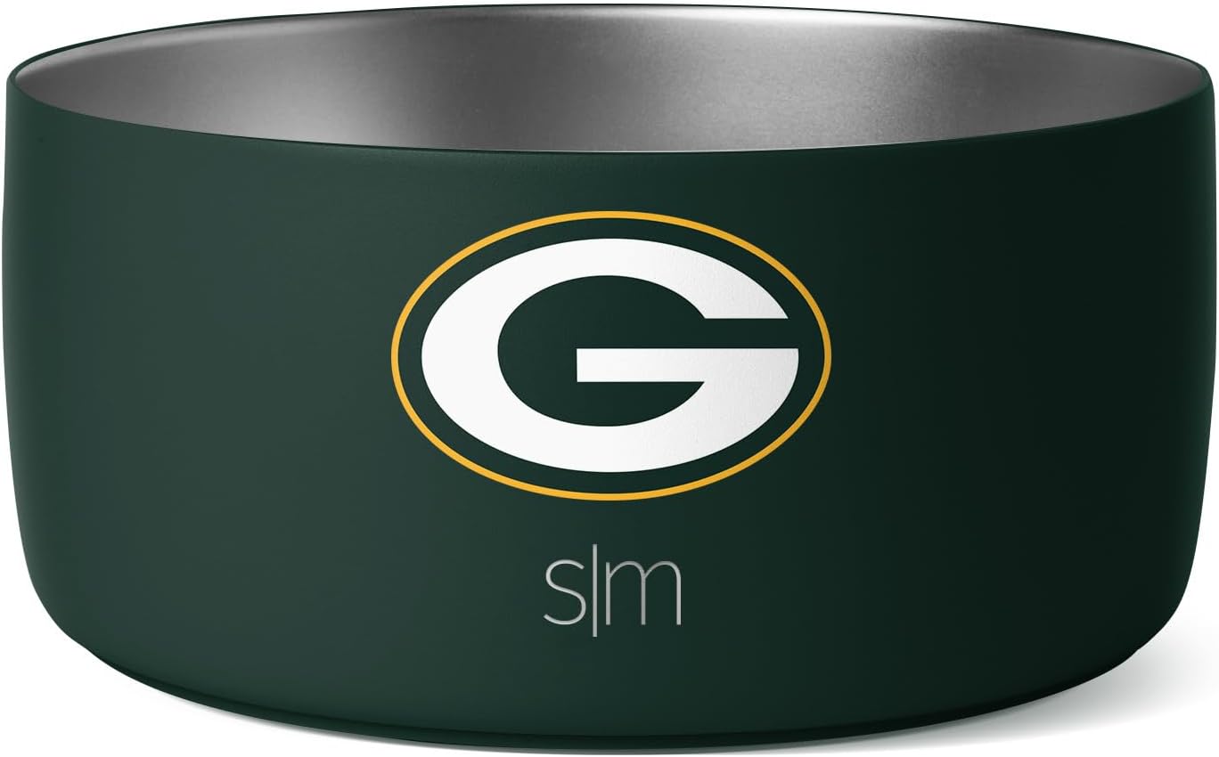 Simple Modern Officially Licensed NFL Pittsburgh Steelers Stainless Steel Pet Water Bowl for Dog, Cat | Insulated Food Bowl | No Tip No Slip | Bentley Collection | Large (8 Cups) | Pittsburgh Steelers