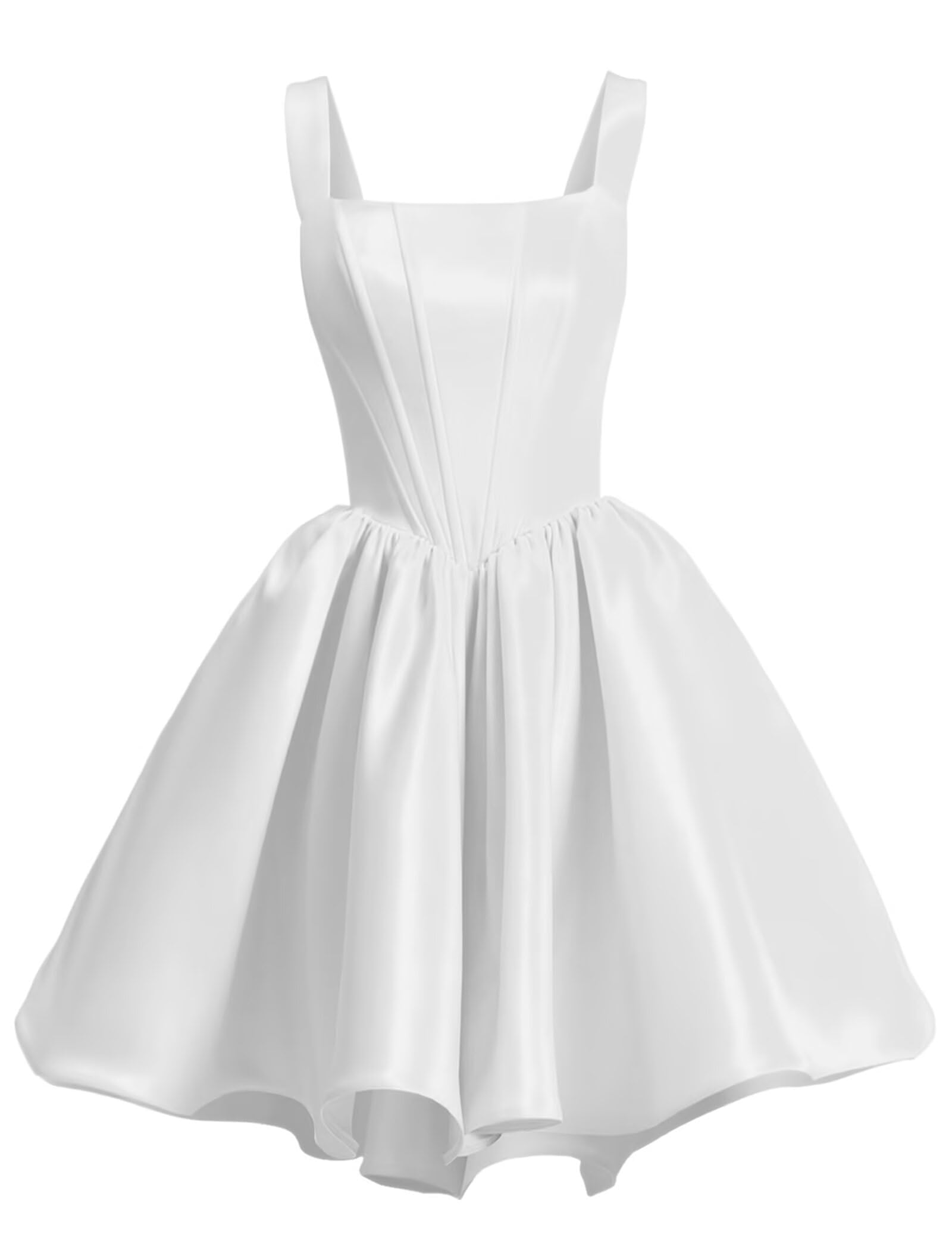 Yexinbridal Satin Homecoming Dresses for Teens 2026 Pockets Spaghetti Straps Square Neck A-line Short Prom Dresses