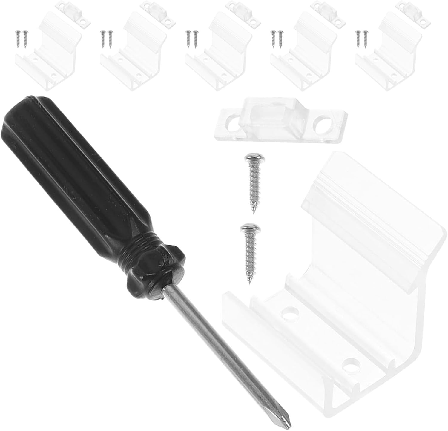 6pcs Rv Sliding Door Latch with Plastic Handle, Mounting Screws and Screwdriver Set for Camper, Motorhome, Trailer Door Lock Accessories for Camping and Caravan Use