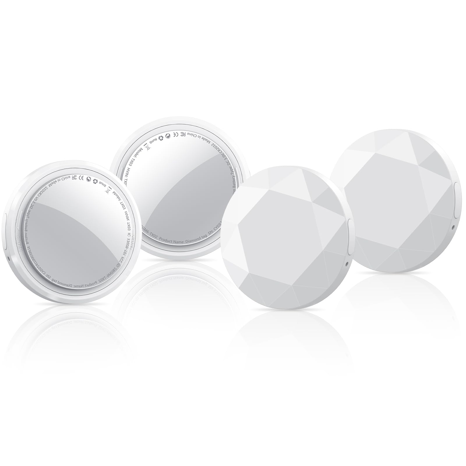 Tracker Tag 4 pezzi Bianco, Bluetooth Trova Oggetti Compatibile con Apple Dov'è (solo iOS), Smart Tracker Localizzatore per Bagagli/Borse/Portafogli, Chiavi Tag Tracking, Batteria Sostituibile