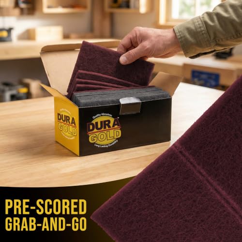 Image of Dura-Gold Premium 6 inch x 9 inch Scuff Pads, 5 Each Maroon General Purpose & 5 Each Gray Ultra Fine - Scuffing, Scouring, Sanding, Paint Primer Prep Adhesion Scratch - Surface Preparation Automotive Autobody