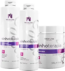 Kit Vinhoterapia 3 em 1 Profissional Alisamento Cauterização e Tratamento Capilar Extrato da Uva Hidratação Intensa