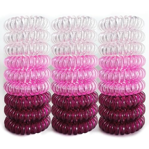 Reazana 27 piezas elásticas para el cabello en espiral impermeable para teléfono móvil sin rastro 4cm sin arrugas para mujeres y niñas, color rojo sombreado