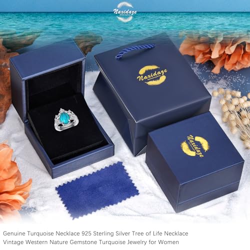 Genuine Turquoise Rings for Women 925 Sterling Silver Turquoise Engagement Ring Set Western Nature Gemstone Turquoise Promise Wedding Ring Jewelry for Women2