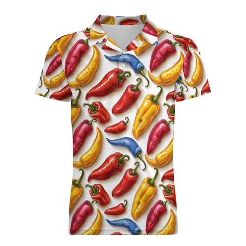 Boys' Classic Polo Shirts Short Sleeve Moisture-Wicking Golf & Tennis Shirts for Youth Teens Cute Chili Peppers4