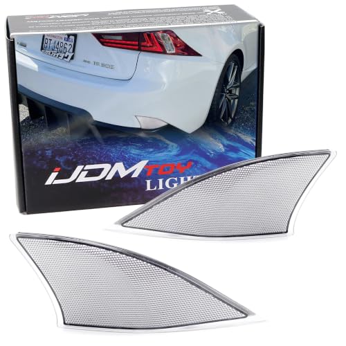 Image of iJDMTOY White /Clear Lens Rear Bumper Reflector Lenses Compatible With Lexus 2014-2020 IS IS250 IS300 IS350 IS200t IS-F, OE-Spec LH RH Assembly