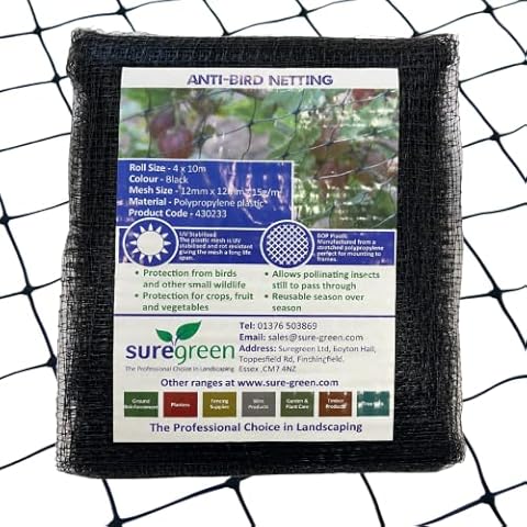 Suregreen 4m x 10m Black Bird Netting Cover
