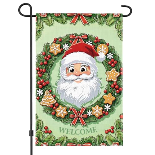 AhfuLife Drapeau jardin Noël Père Noël 12x18 po