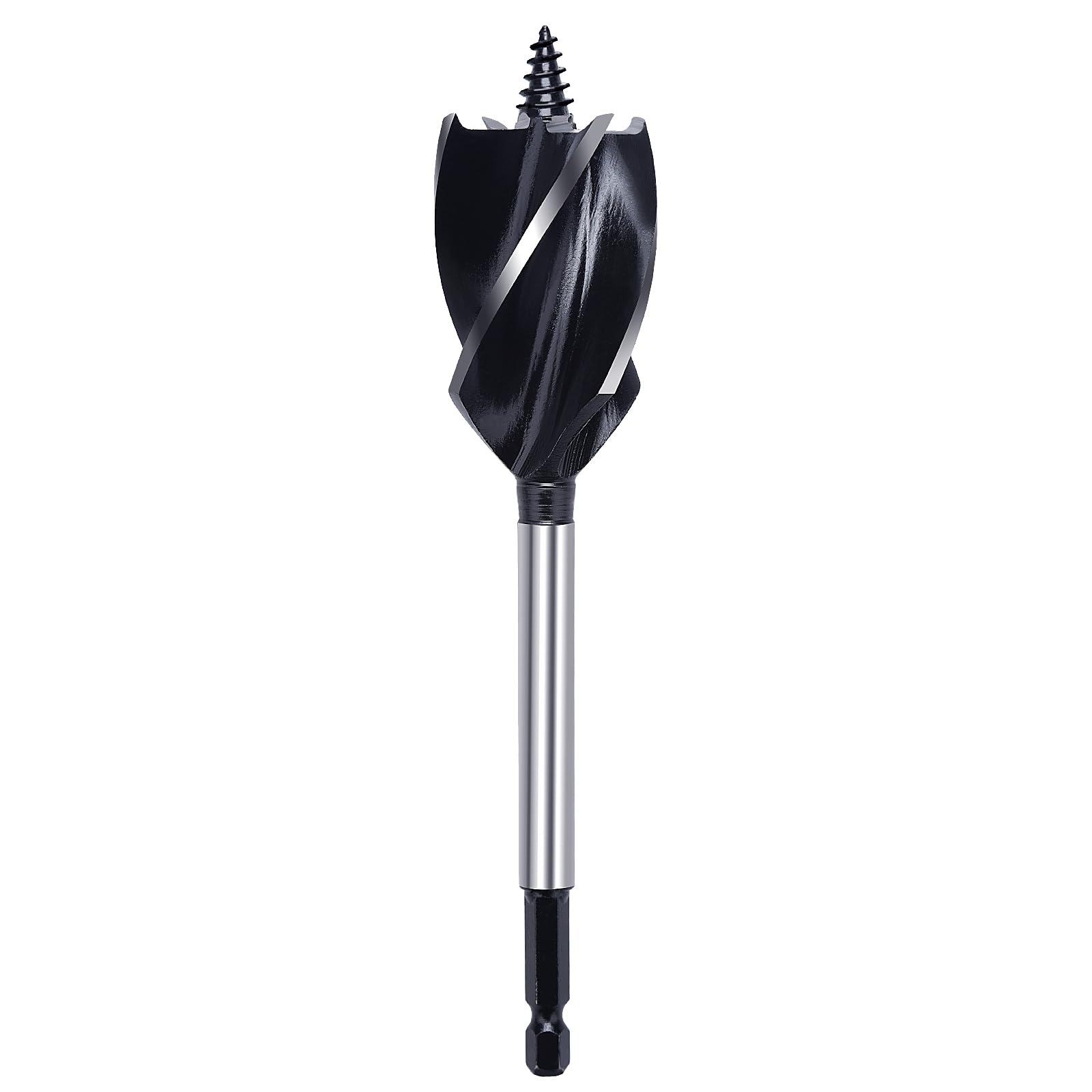 GRIXLEN 1 in x 6-1/2 in Auger Drill Bit, 1/4 in Hex Shank, 2 Flutes, High Speed Steel, Perfect for Woodworking & DIY Projects