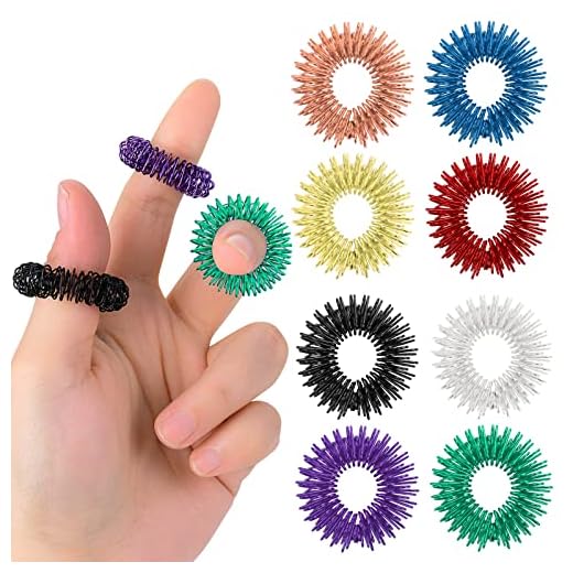 Abeillo 8 Pièces Anillo masajeador Dedos, anillos de acupuntura sensoriales puntiagudos, mejora la circulación sanguínea, Aliviar Estrés para Artrosis