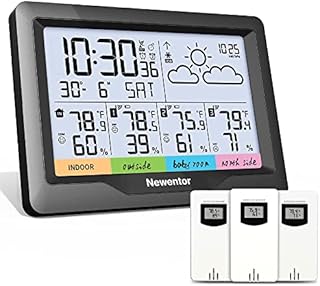 Newentor Weather Station Wireless Indoor Outdoor Multiple Sensors, Digital Atomic Clock Weather Thermometer