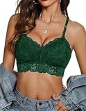 Avidlove Lace Bralettes for Women Padded Camisoles Double-Layered Crop Top Tank Cami Dark Green, L