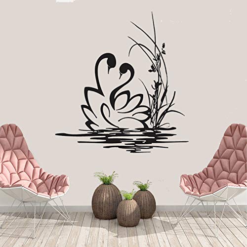 Csunny Madame Swan Wall Sticker Bath Home Mural Swan Swimming Detachable Toilet Paper Bathroom Movable Plant Mural 57X60 Cm #TOP3