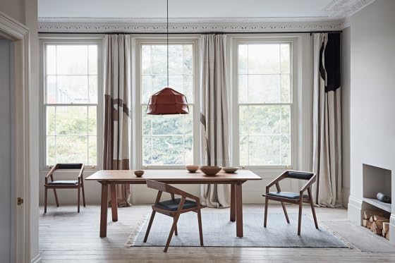 Image of Furniture Solid Wooden Modern Dining Chair with Arms, Upholstered Cushioned Seat, Walnut Finish seat Color Off (Black Set Off 2)
