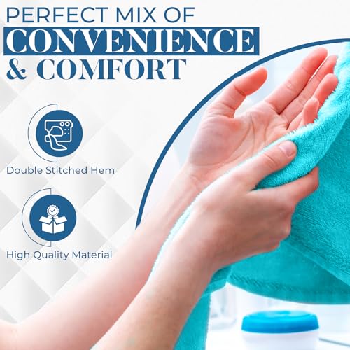 Image of DAN RIVER 6-Pack Premium Hand Towels (16x28 Inches) - 100% Cotton, Ultra Soft, Lightweight, Highly Absorbent Towels for Bathroom, Spa, Gym, Salon, Hotel, and Travel - Turquoise