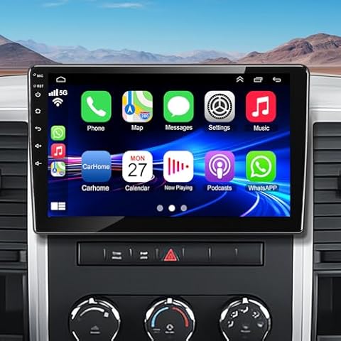 4G+64G Car Radio for Dodge RAM 1500 2500 3500 2009 2010 2011 2012, Android 12 Dodge RAM Stereo with 10 Inch Touch Screen Support Wireless CarPlay/Android Auto/GPS Navi/Bluetooth/Rear Camera/FM Radio Cover