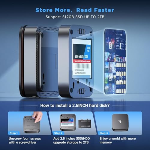 Image of KAMRUI AK1PLUS Mini PC, 8GB DDR4 256GB M.2 SSD, Mini Desktop Computer with 4 USB-A, 2 HDMI, Ethernet