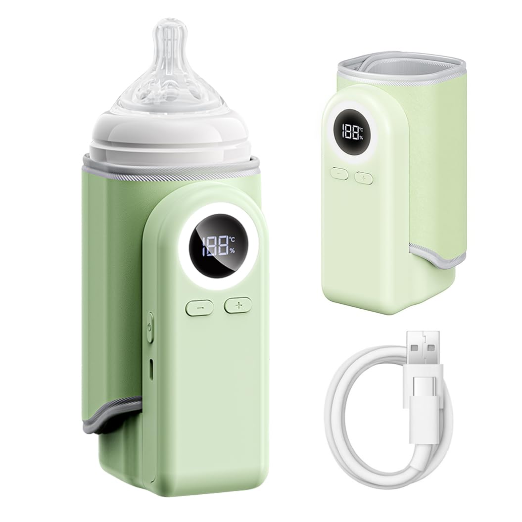 Calentador de biberones portátil 4 en 1, de calentamiento rápido, para leche materna o fórmula, con función de calentamiento de leche caliente constante y agua caliente, color verde