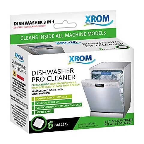 XROM Dishwasher Cleaner Tablets, Plant Based, Deep Clean and Descaler, Removes Odors & Hard Water Stains, 6 Treatments. Cover