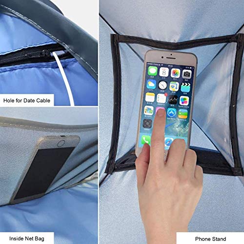 Strandzelt Automatisches Pop-Up-Sonnenschutz, Kopfstützenvorhang, Sofortiger Strandschutz, Einfach Aufzubauendes, Wasserdichtes, Leichtes Kopfstützenzelt (Blau,M)