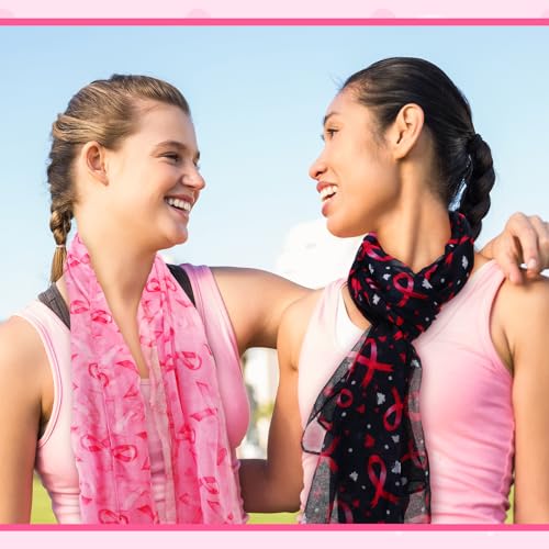 Liitrsh 12 Pcs Pink Ribbon Scarf for Breast Cancer Awareness Lightweight Breast Cancer Shawl Women Breast Cancer Symbol Scarf for Survivor Support Gifts, 70 x 35inch, 4 Styles4