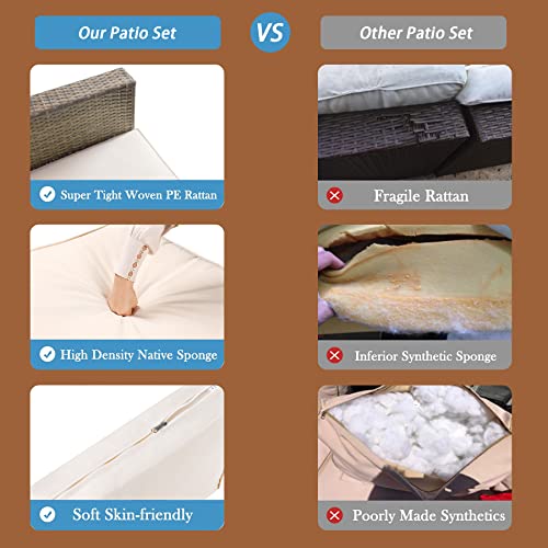 Balkonmöbel, Lounge Gartenmöbel Set Wetterfeste Polyrattan Sitzgruppe mit weich gepolsterten Kissen, inklusive Tisch mit… – Bild 6