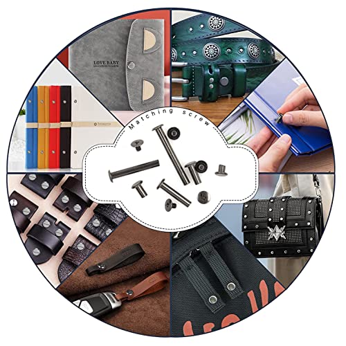 ALLOYGOLD 100 Pcs (50 Pair) Gun Black Phillips Chicago Binding Screws Assorted Kits,6 Sizes of Flat Head Rivet Hollow Binding Screws Posts, for Leather Saddles Purses Belt Repair(M5x5/10/15/25/35/45)