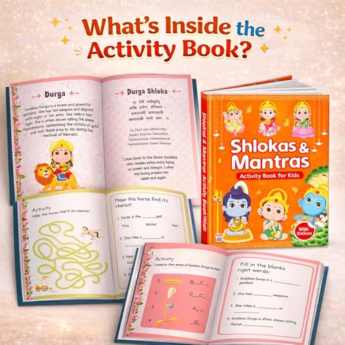 Image of Shloka and Mantras Sound and Activity Book Combo for Kids | India's First Hindu Mythology Musical Toy of Indian Gods Goddesses | Spiritual Learning Picture Sound Book