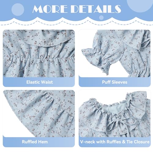 Zando Girls Floral Dress | Casual Ruffle Puff Sleeve Summer Dresses for Girls Kids Tween 5-14 Years3