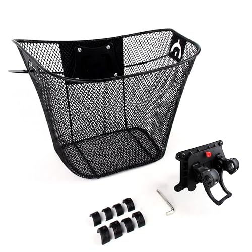 Retoo Fahrradkorb Vorne mit Lenkeradapter, Schnell klick Halterung, Fahrrad Korb mit Halterung, Lenkerkorb Fahrrad aus Feinmaschig, 24,5 x 34,5 x 25,9 cm, Vorderradkorb, Tragkraft als Einkaufskorb