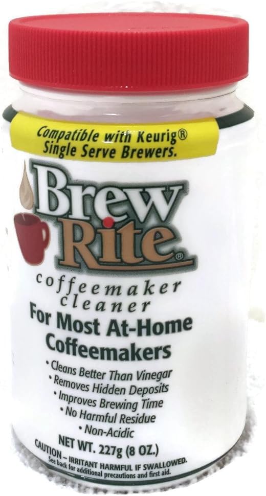 Brew Rite Coffee Maker Cleaner for Home Coffee Machines and Espresso Equipment, 8 oz, White