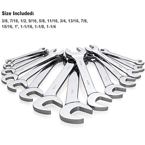 Efficere WR-021 14-Piece Premium Angle Head Open End Wrench Set, Chrome Vanadium Steel thumb #2
