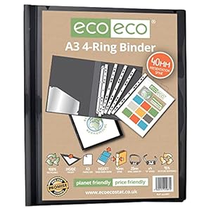 Eco-Eco A3 4D-Ringordner, Hochformat, Schwarz