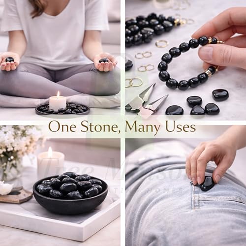 Image of Black Onyx Tumble Stone | 50gm Tumbled Gemstones | Reiki Healing Stones | Home Decor Pebbles | Aquarium Gravel | Garden & Table Decor