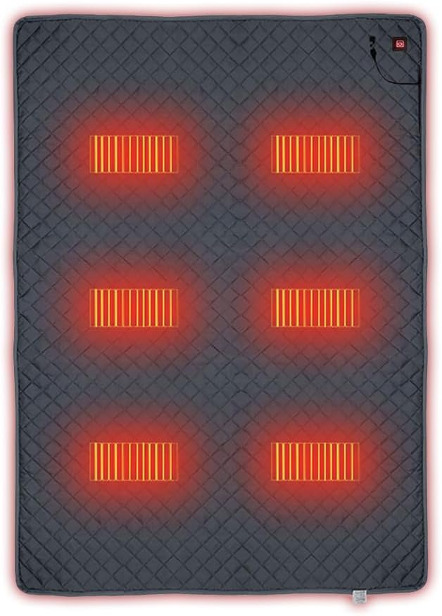 Portable Large Size Electric Heating Pad Heated Sleeping Pad Outdoor Camping Sleeping Bag Pad USB/Type-C Powered 3 Heating Levels Heating Pad for Cold Weather Camping Backpacking or Hiking 59 x 71in