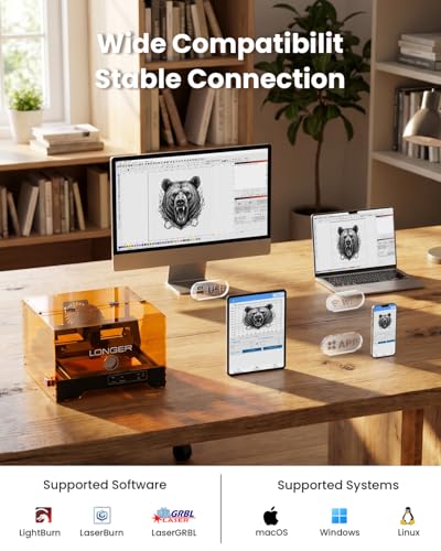 Image of LONGER Ray5 Laser Engraver, 3500mW Portable Laser Engraver & Cutter, 0.01mm Ultra-Precision for Wood, Acrylic, Leather, 12000mm /min, WiFi & APP Control, 130x140mm Working Area