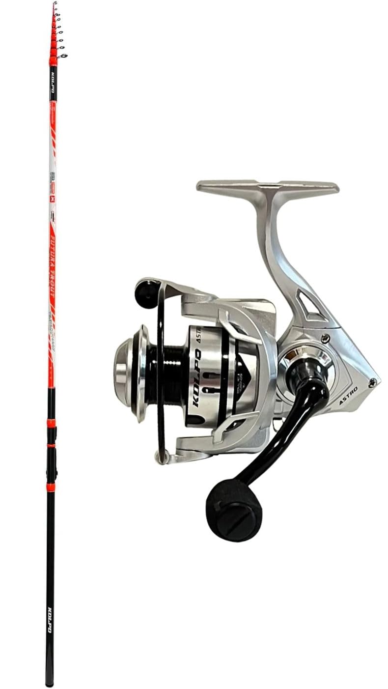 kolpo combo kit pesca trota lago canna 4.00 mt in carbonio adatta alla pesca delle trote in lago tremarella con mulinello