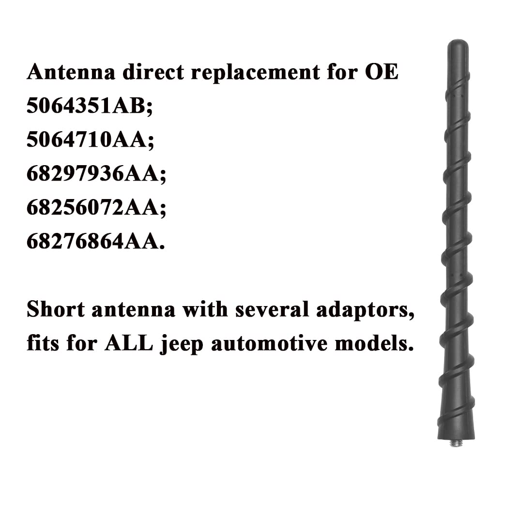 Radio Antenna Compatible with Jeep Wrangler, Antenna Aerial for Wrangler JK JL, Gladitor JT, Cherokee, Compass, Renegade, Grand Cherokee Models 2007-2025, Direct for Jeep Antenna Replacement | 7 Inch