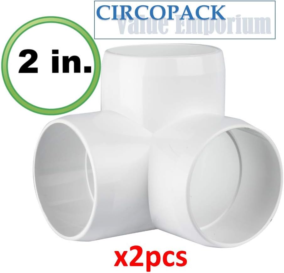 2" 3-way ell PVC Fitting Connectors UTILITY Grade for use with Schedule 40 2” PVC Pipes (2 pieces) (3-way)