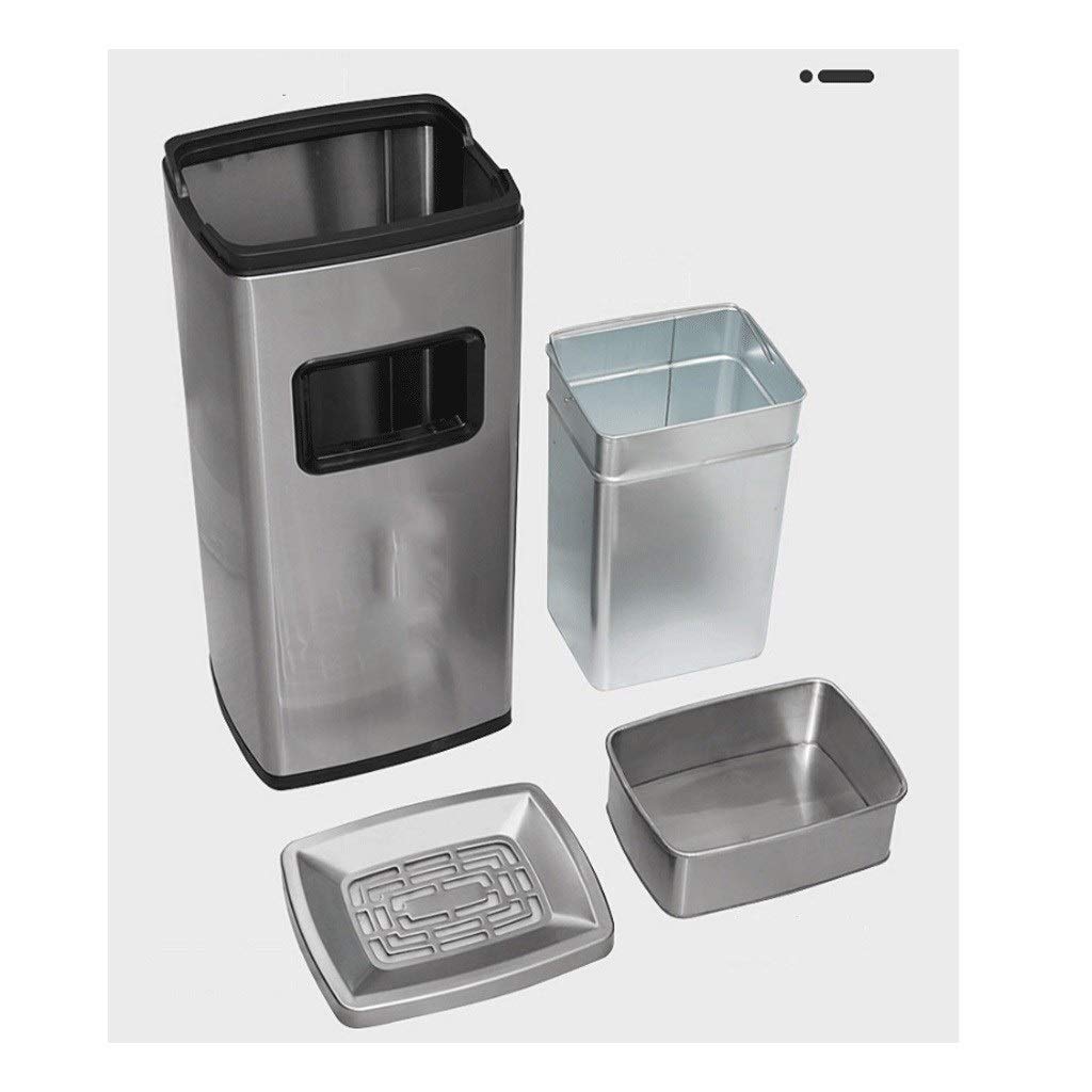 UPJAKS Cubo de Basura Papelera de Reciclaje de Acero Inoxidable Bote de Basura Cubo de Basura Clasificación Organizador del envase Exterior Cubo de la Basura de Plata 30L Bote de Basura Baño