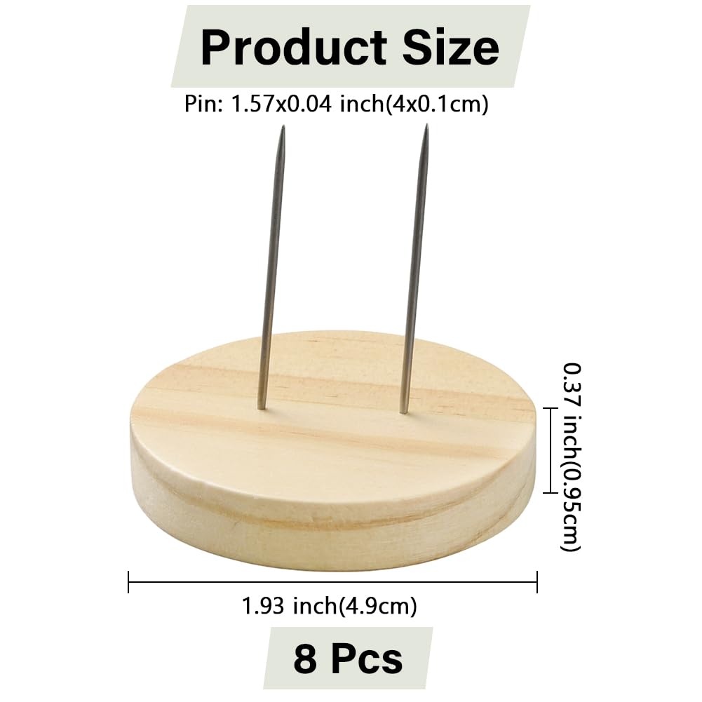GORGECRAFT 5 cm Doppio Ago Acciaio Supporto Bambole All'Uncinetto Base Piatta Rotonda Legno Espositore
