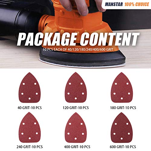 60 Pcs Hook And Loop Assorted Mouse Sanding Pads - Detail Sander Sandpaper - Sanding Paper Sheets #TOP1