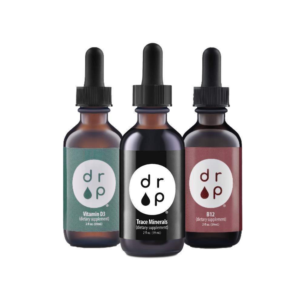 Drop Supplements Organic Trace Minerals Electrolyte Drops, Vitamin D3 Drops and Vitamin B12 Methylco